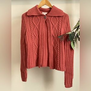 LOFT Pinkish Open Cardigan with Beautiful Decorative Button - size Medium